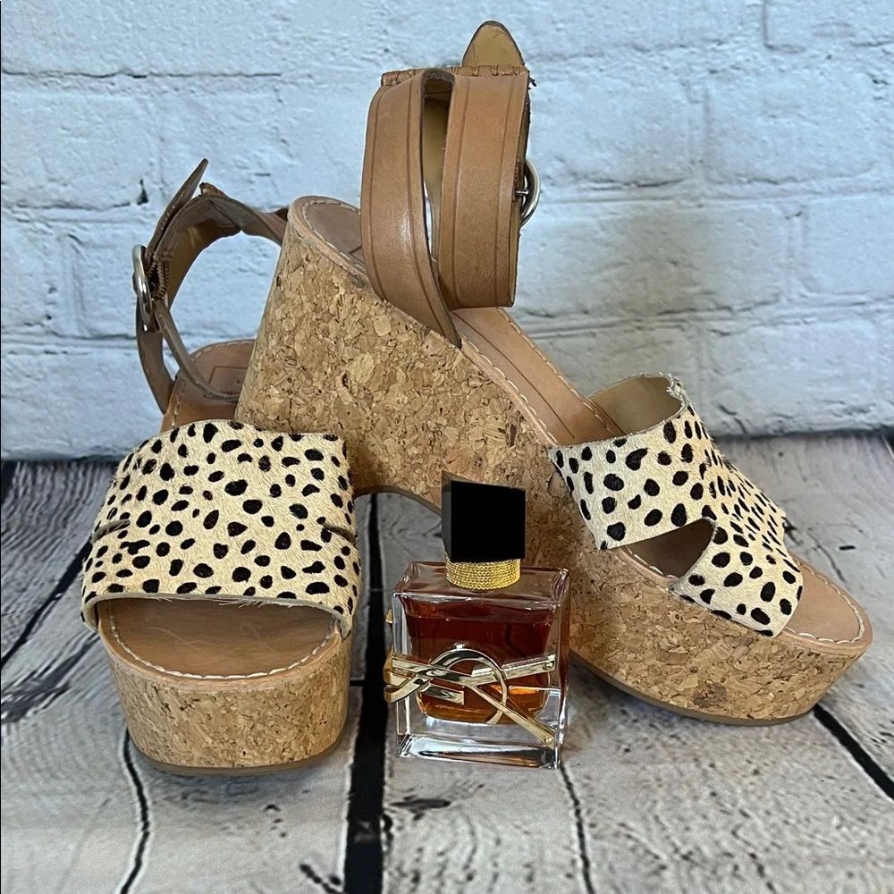 * Dolce Vita Linda platform wedge sandals in leopard calf hair